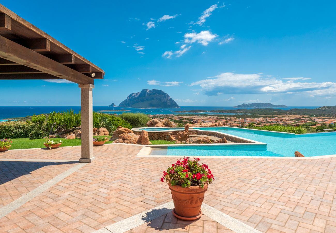 Villa à Porto San Paolo - Villa Halliv - piscine à débordement surplombant la baie de Tavolara